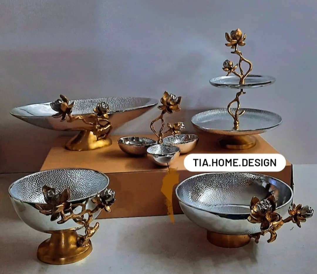 سرویس پذیرایی نیلوفر ظروف آلمینیوم دو طرحه